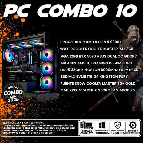 XCOMBO 10 PC GAMER RYZEN 9 9900X + VGA 5070