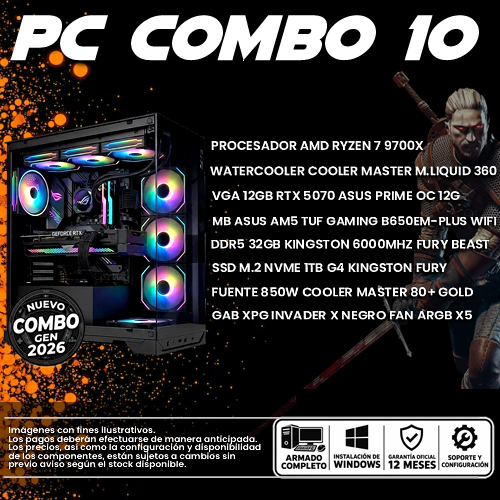 XCOMBO 10 PC GAMER RYZEN 7 9700X + VGA 5070