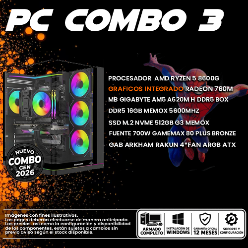 COMBO 3 PC GAMER RYZEN 5 8600G