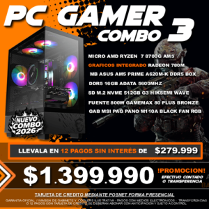 COMBO 3 PC GAMER RYZEN 7 8700G INICIAL