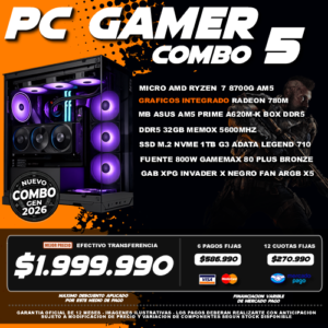 COMBO 5 PC GAMER RYZEN 7 8700G + PERFORMANCE