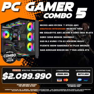 COMBO 5 PC GAMER RYZEN 7 8700G + PERFORMANCE