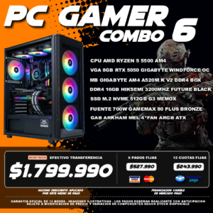 COMBO 6 PC GAMER RYZEN 5 5500 + VGA 5050