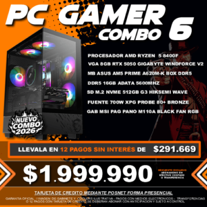 COMBO 6 PC GAMER RYZEN 5 8400F + VGA 5050