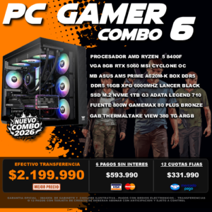COMBO 6 PC GAMER RYZEN 5 8400F + VGA 5060