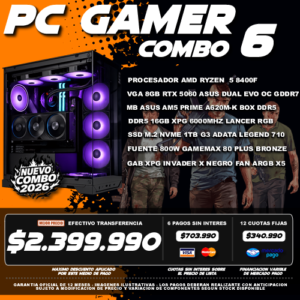 COMBO 6 PC GAMER RYZEN 5 8400F + VGA 5060