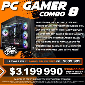 COMBO 8 PC GAMER RYZEN 7 7700X + VGA 5060 TI