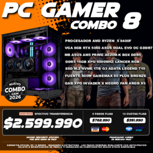 COMBO 8 PC GAMER RYZEN 5 8400F + VGA 5060