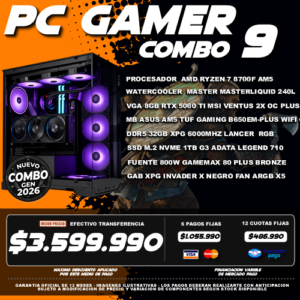 COMBO 9 PC GAMER RYZEN 7 8400F + VGA 5060 TI