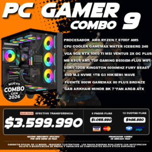 COMBO 9 PC GAMER RYZEN 7 8400F + VGA 5060 TI