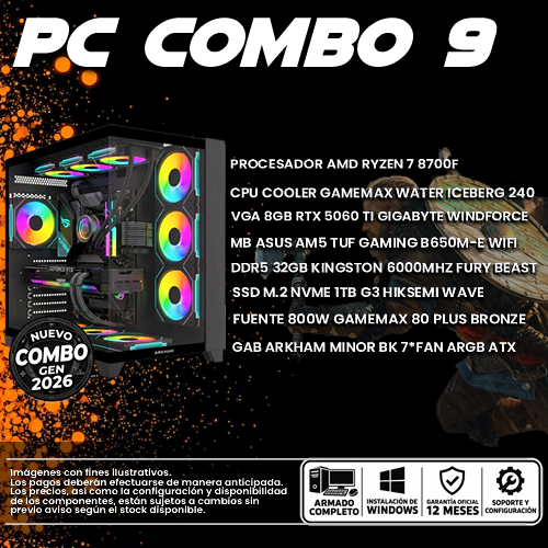 COMBO 9 PC GAMER RYZEN 7 8400F + VGA 5060 TI
