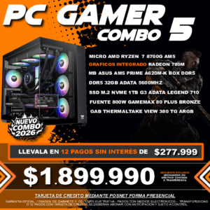COMBO 5 PC GAMER RYZEN 7 8700G MEJORADO