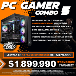 COMBO 5 PC GAMER RYZEN 7 8700G MEJORADO
