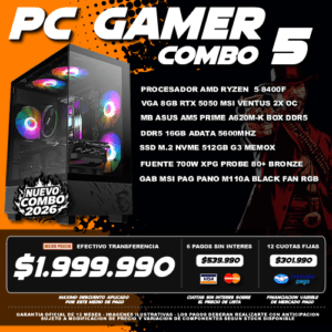 COMBO 5 PC GAMER RYZEN 5 8400F + VGA 5050