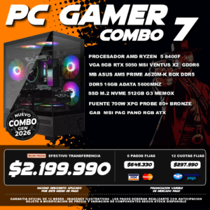 COMBO 7 PC GAMER RYZEN 5 8400F + VGA 5050