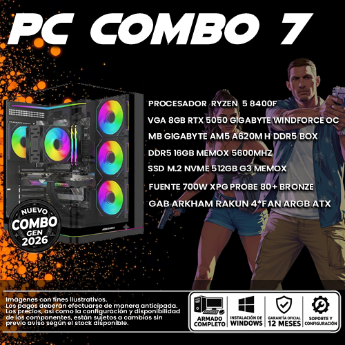 COMBO 7 PC GAMER RYZEN 5 8400F + VGA 5050