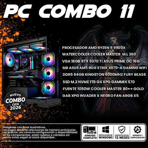 XCOMBO 11 PC GAMER RYZEN 9 9900X + VGA 5070 TI