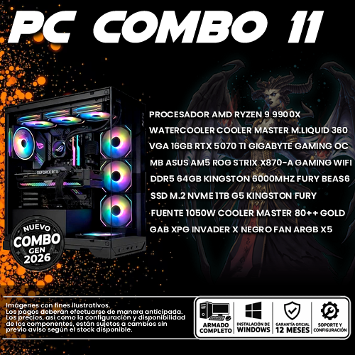 XCOMBO 11 PC GAMER RYZEN 9 9900X + VGA 5070 TI