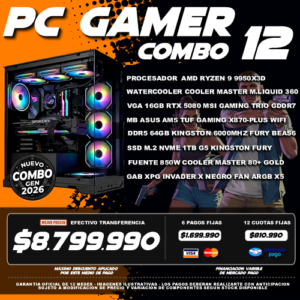 XCOMBO 12 PC GAMER RYZEN 9 9950X3D + VGA 5080
